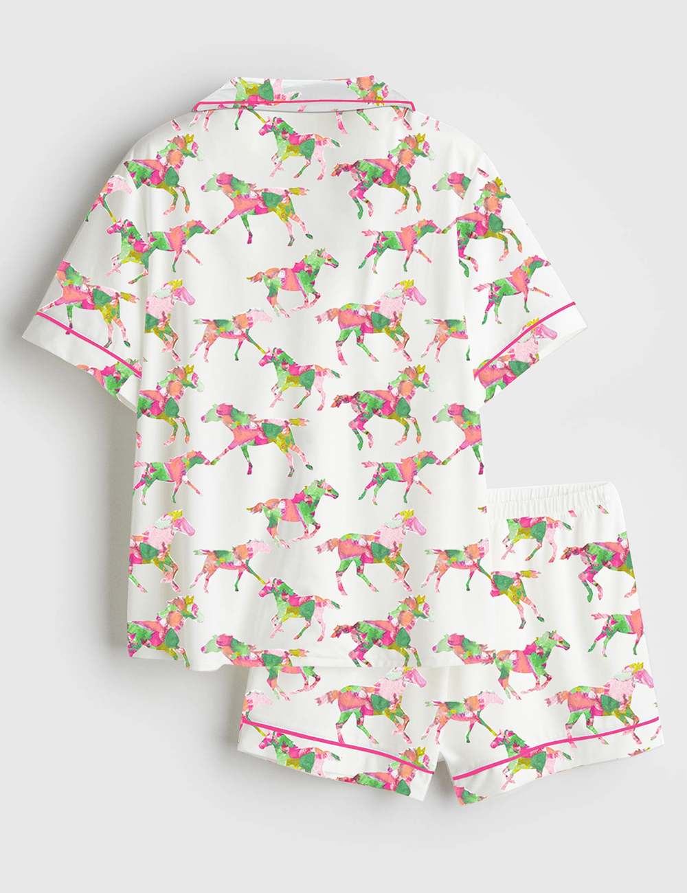 Alternative view of Women's Watercolor Rose Derby Day Western Short Sleeve Satin Pajama Set