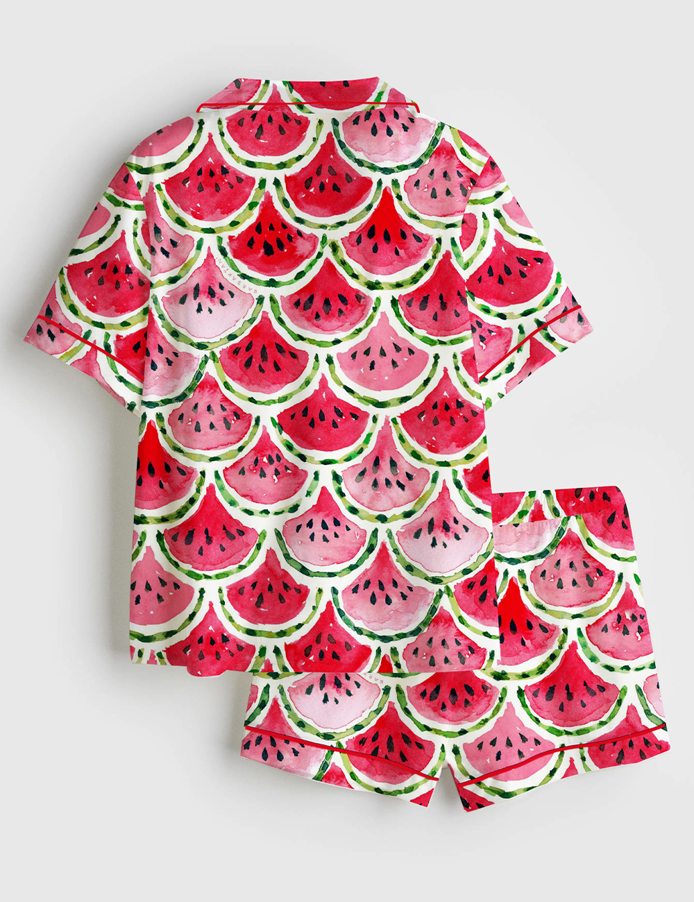 Alternative view of Women's Watermelon Mermaid Short Sleeve Satin Pajama Set