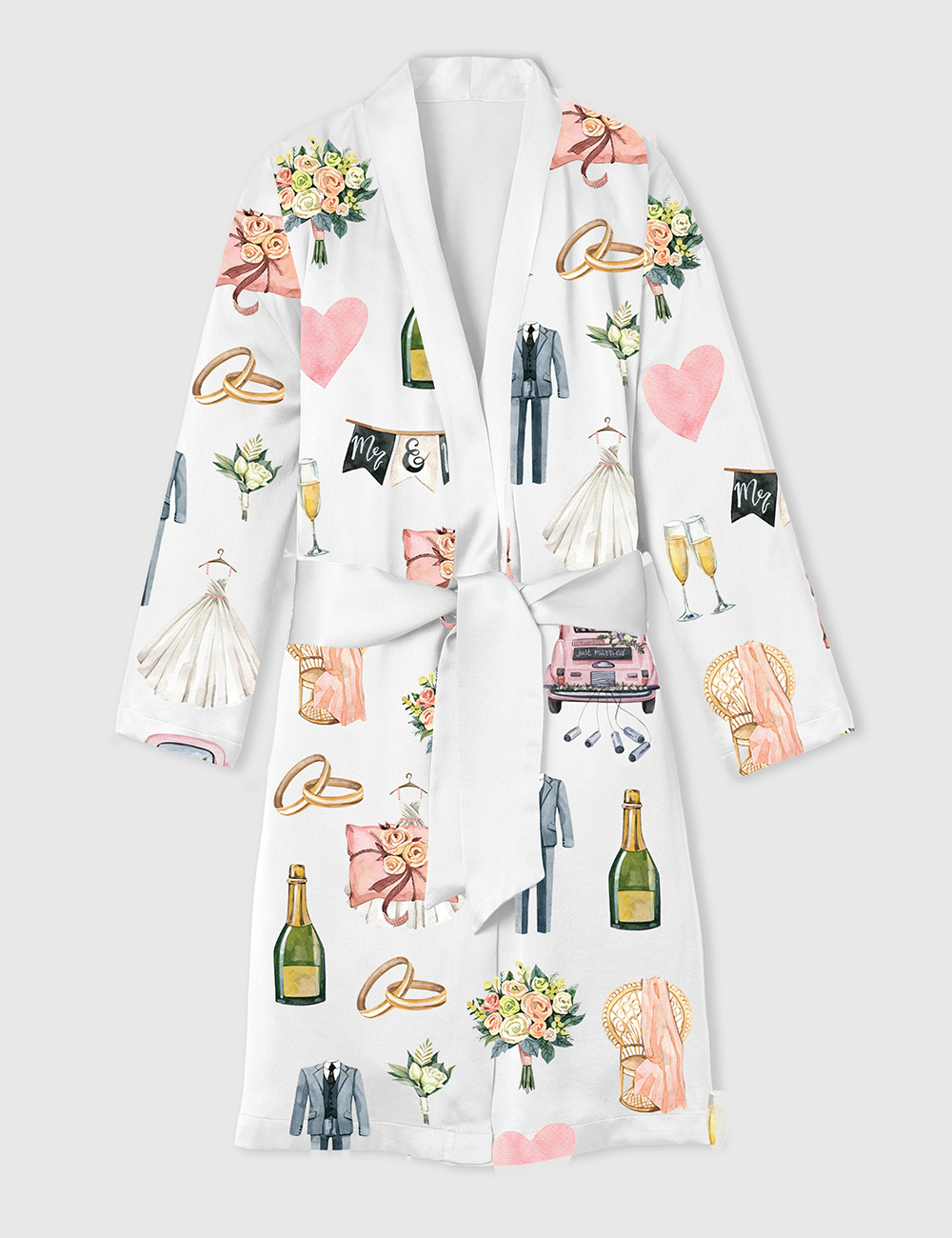 Women's Wedding Day Anniversary Satin Bathrobe