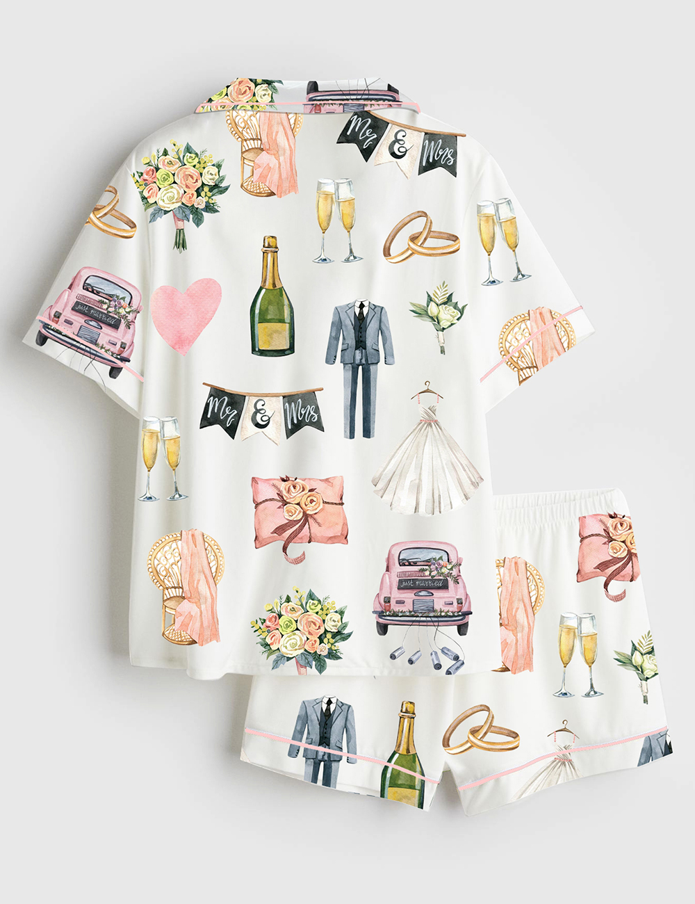 Alternative view of Women's Wedding Day Anniversary Short Sleeve Satin Pajama Set