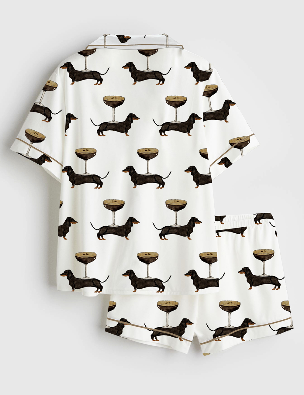 Alternative view of Women's Weenies And Espresso Martinis Bachelorette Daschund Weiner Dog Weekend Hen Party Short Sleeve Satin Pajama Set