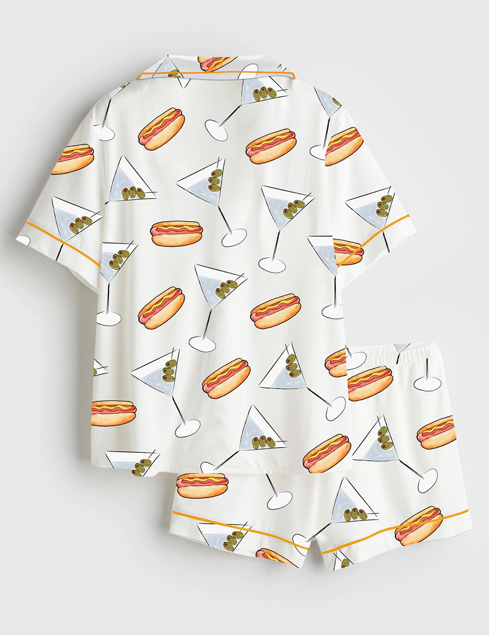 Alternative view of Women's Weenies And Tinis Hot Dogs Martinis Bachelorette Weekend Short Sleeve Satin Pajama Set