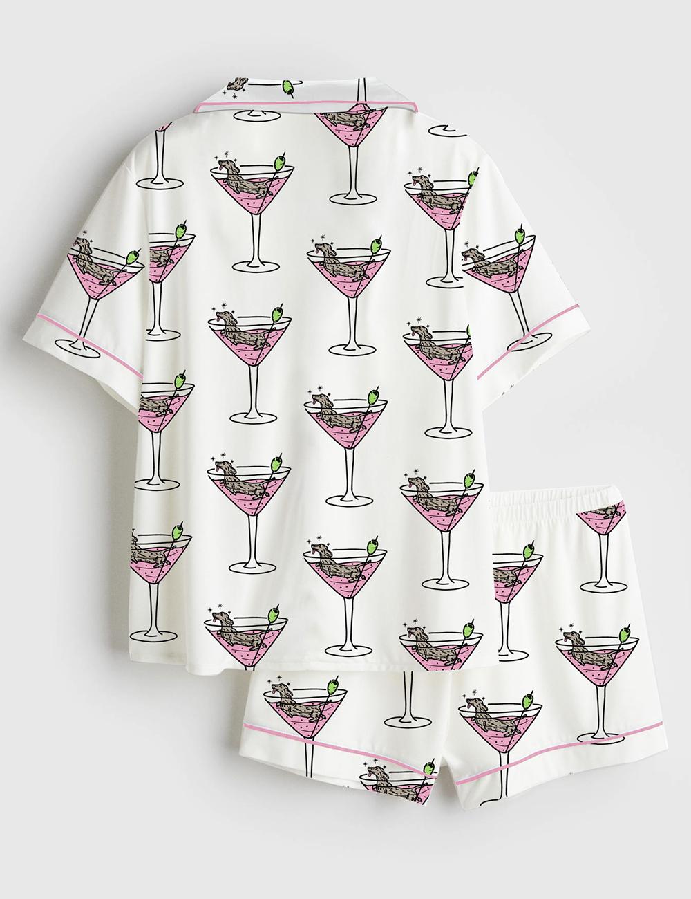 Alternative view of Women's Weenies Martinis Dachshund Short Sleeve Satin Pajama Set