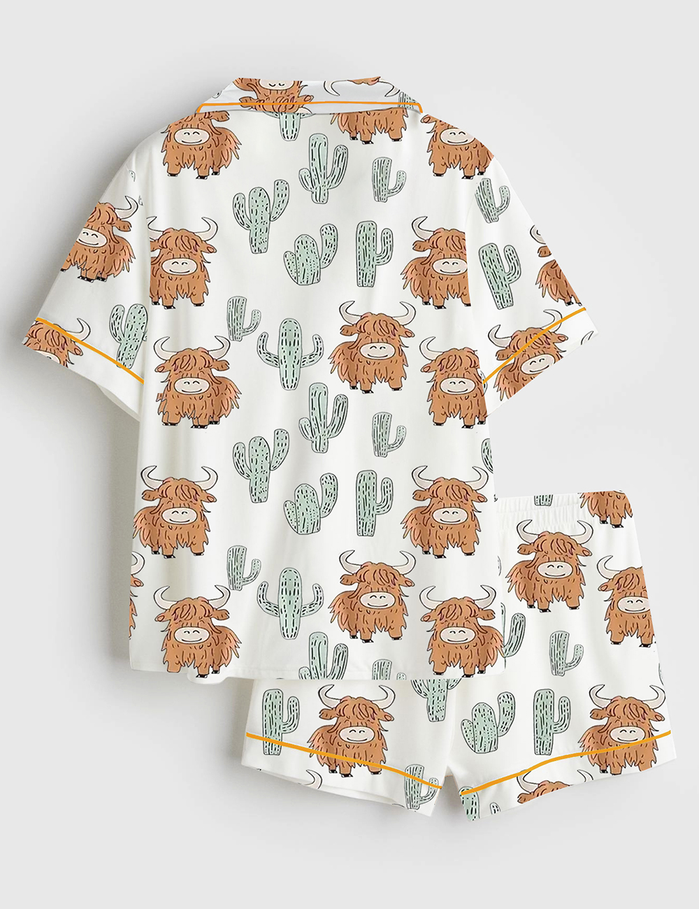 Alternative view of Women's Western Cow Cactus Short Sleeve Satin Pajama Set