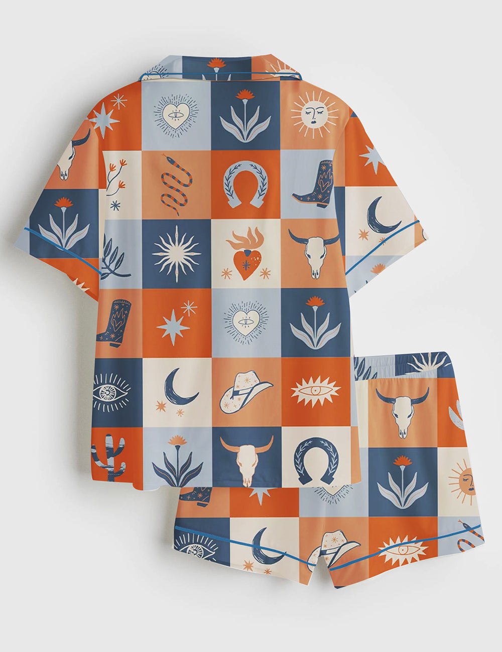 Alternative view of Women's Western Cowboy Short Sleeve Satin Pajama Set