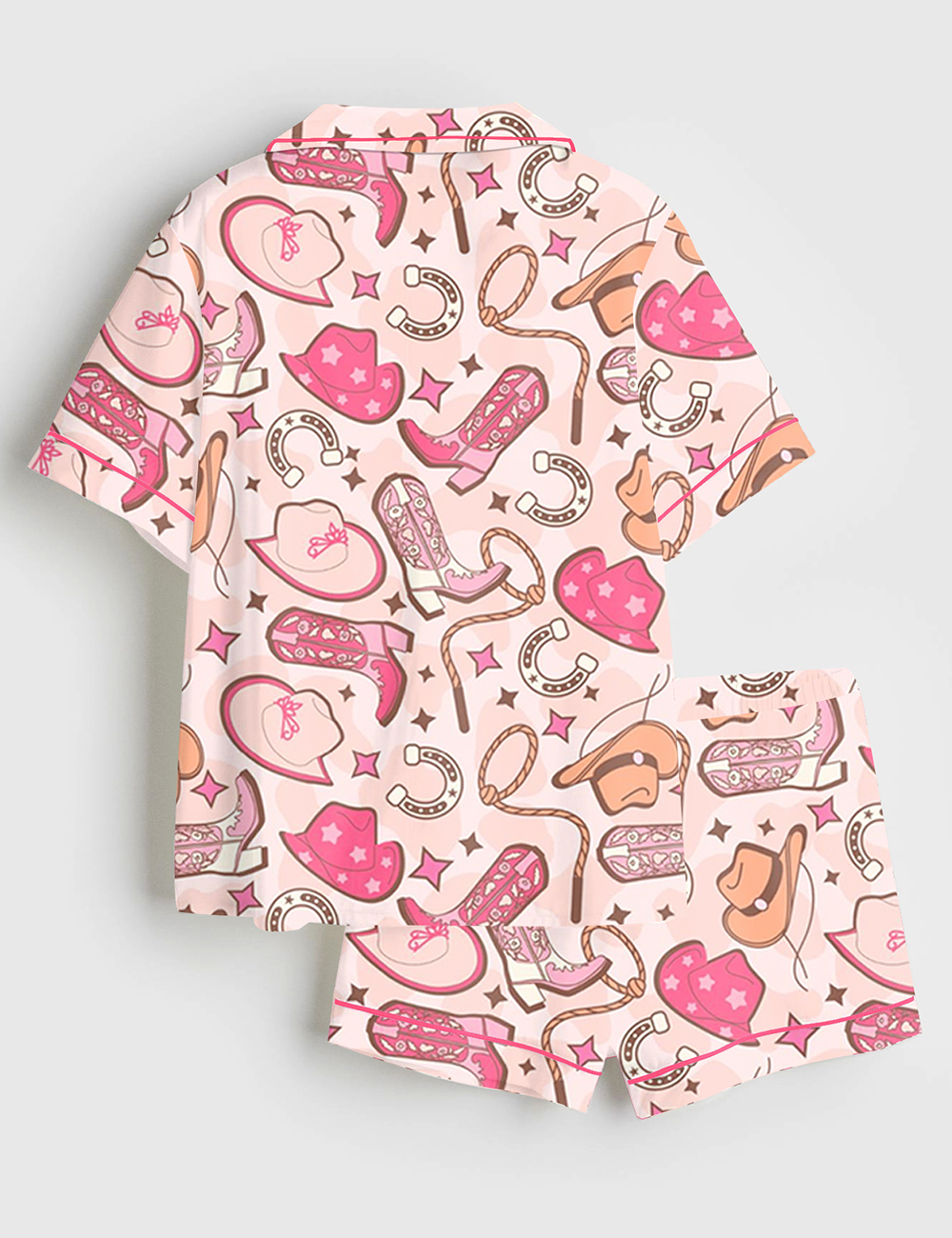 Alternative view of Women's Western Cowboys Pink Short Sleeve Satin Pajama Set