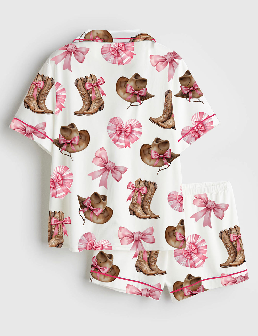 Alternative view of Women's Western Cowgirl Boot Short Sleeve Satin Pajama Set