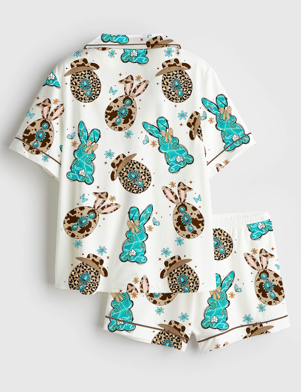 Alternative view of Women's Western Cowgirl EasterÂ Bunny Short Sleeve Satin Pajama Set