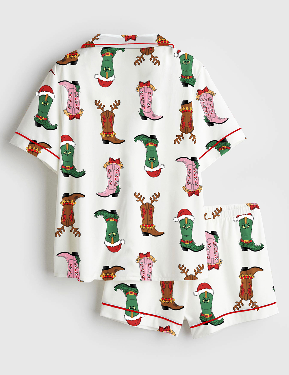 Alternative view of Women's Western Grinch Mean Guy Christmas Movies Short Sleeve Satin Pajama Set