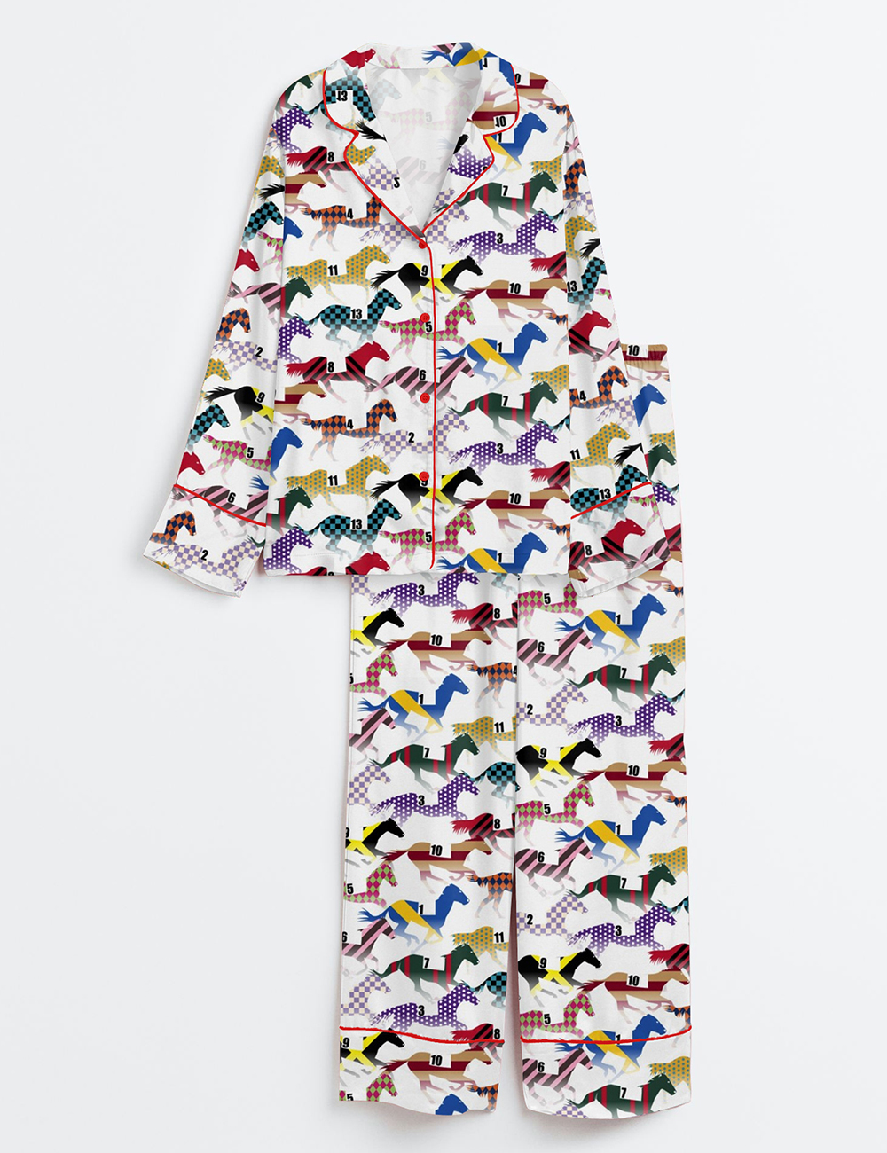 Women's Western Kentucky Derby 151st Run For The Horse Print Long Sleeve Satin Pajama Set