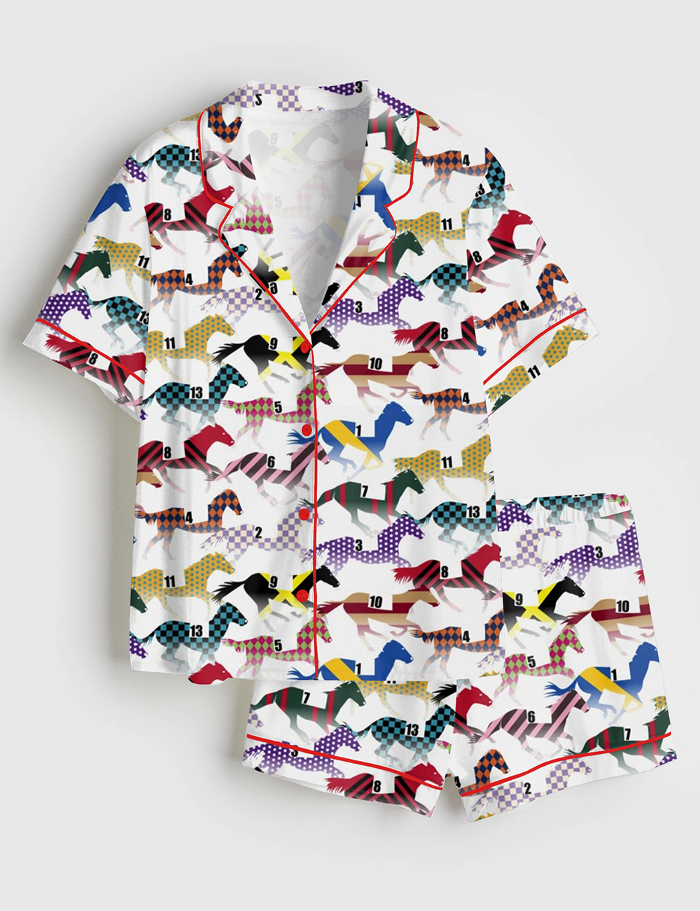 Women's Western Kentucky Derby 151st Run For The Horse Print Short Sleeve Satin Pajama Set