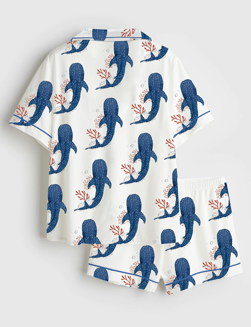 Alternative view of Women's Whale Ocean Coconut Girl Jesus Beach Bachelorette Short Sleeve Satin Pajama Set