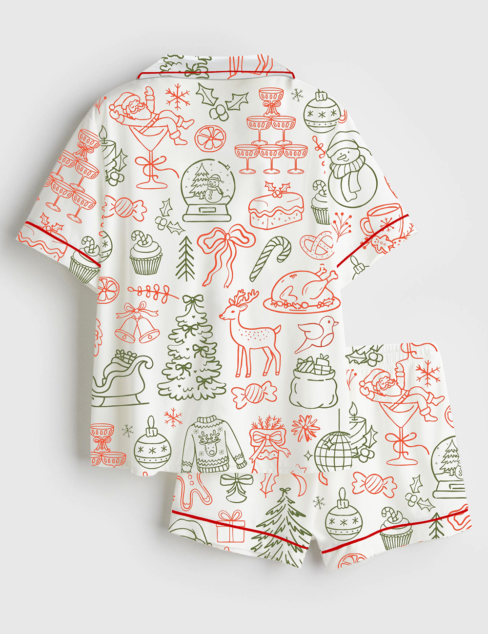 Alternative view of Women's Whimsical Christmas Coquette Christmas Party Bachelorette Short Sleeve Satin Pajama Set