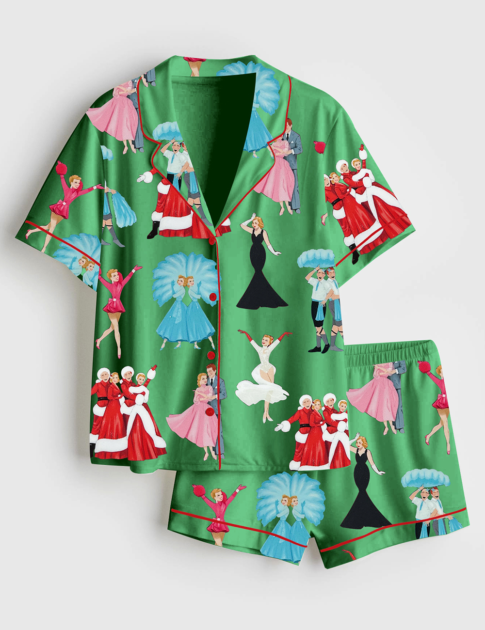 Women's White Christmas Movie Satin Pajama Set