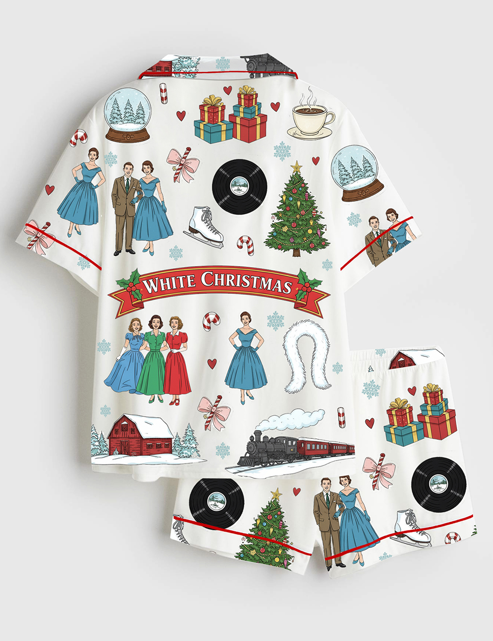 Alternative view of Women's White Christmas Short Sleeve Satin Pajama Set