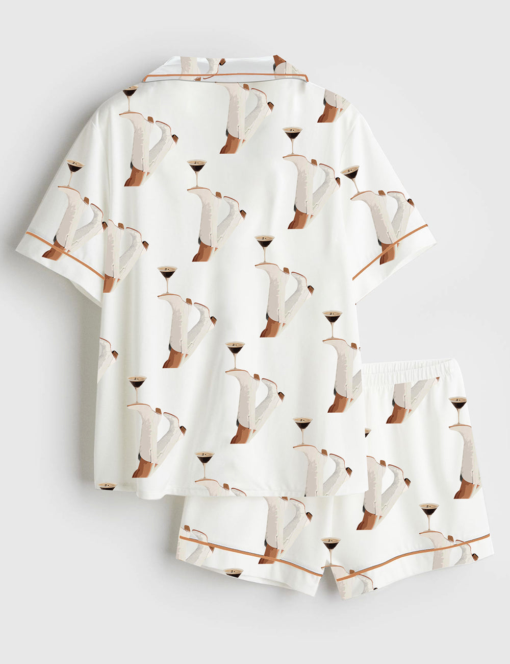 Alternative view of Women's White Cowgirl Espresso Martini Short Sleeve Satin Pajama Set