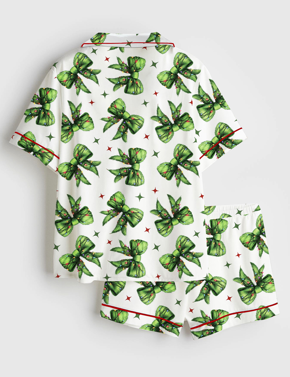 Alternative view of Women's Whoville Grinchmas Coquette Bow Grinchmas Short Sleeve Satin Pajama Set