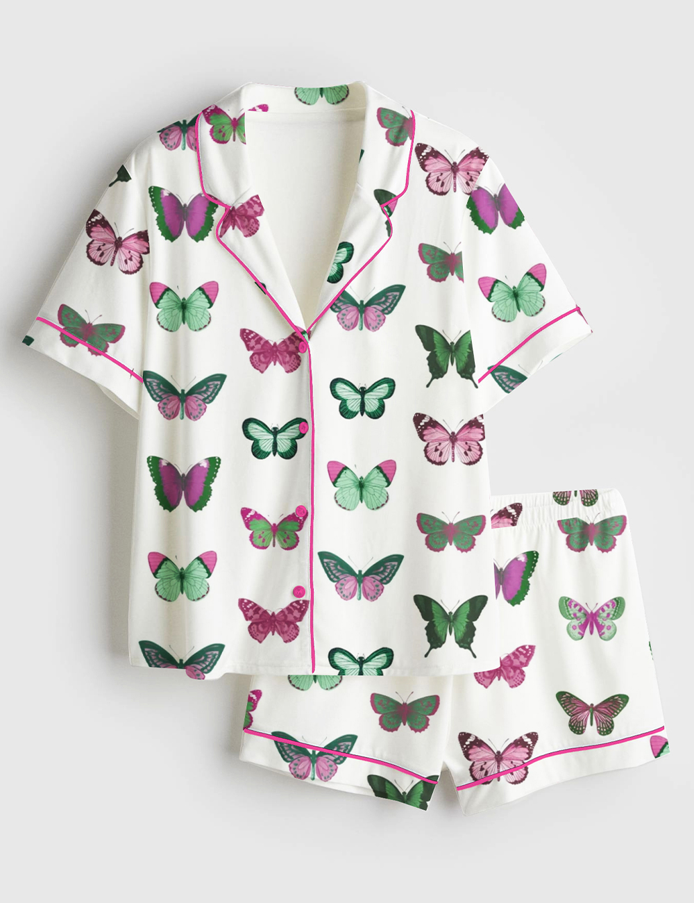 Women's Wicked Butterfly Short Sleeve Satin Pajama Set