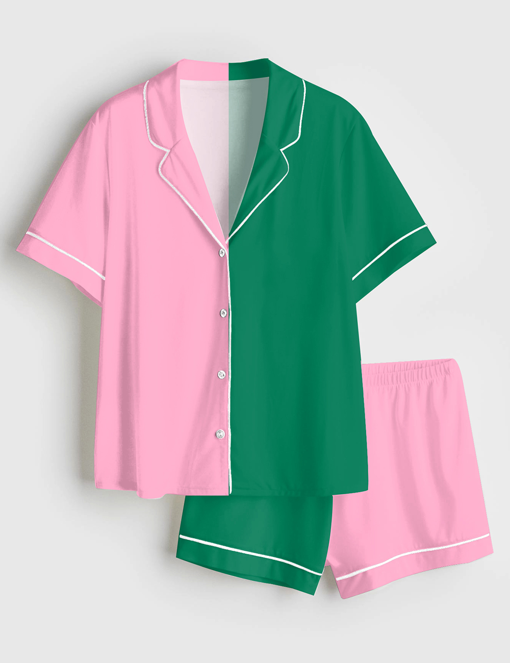 Women's Wicked Color Matching Short Sleeve Satin Pajama Set