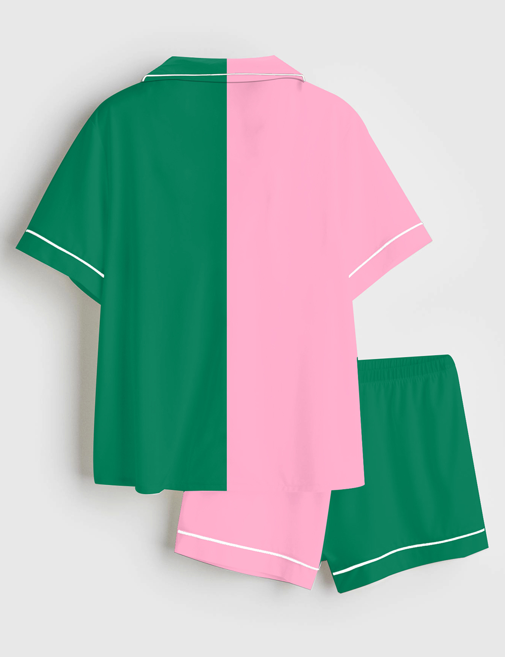 Alternative view of Women's Wicked Color Matching Short Sleeve Satin Pajama Set