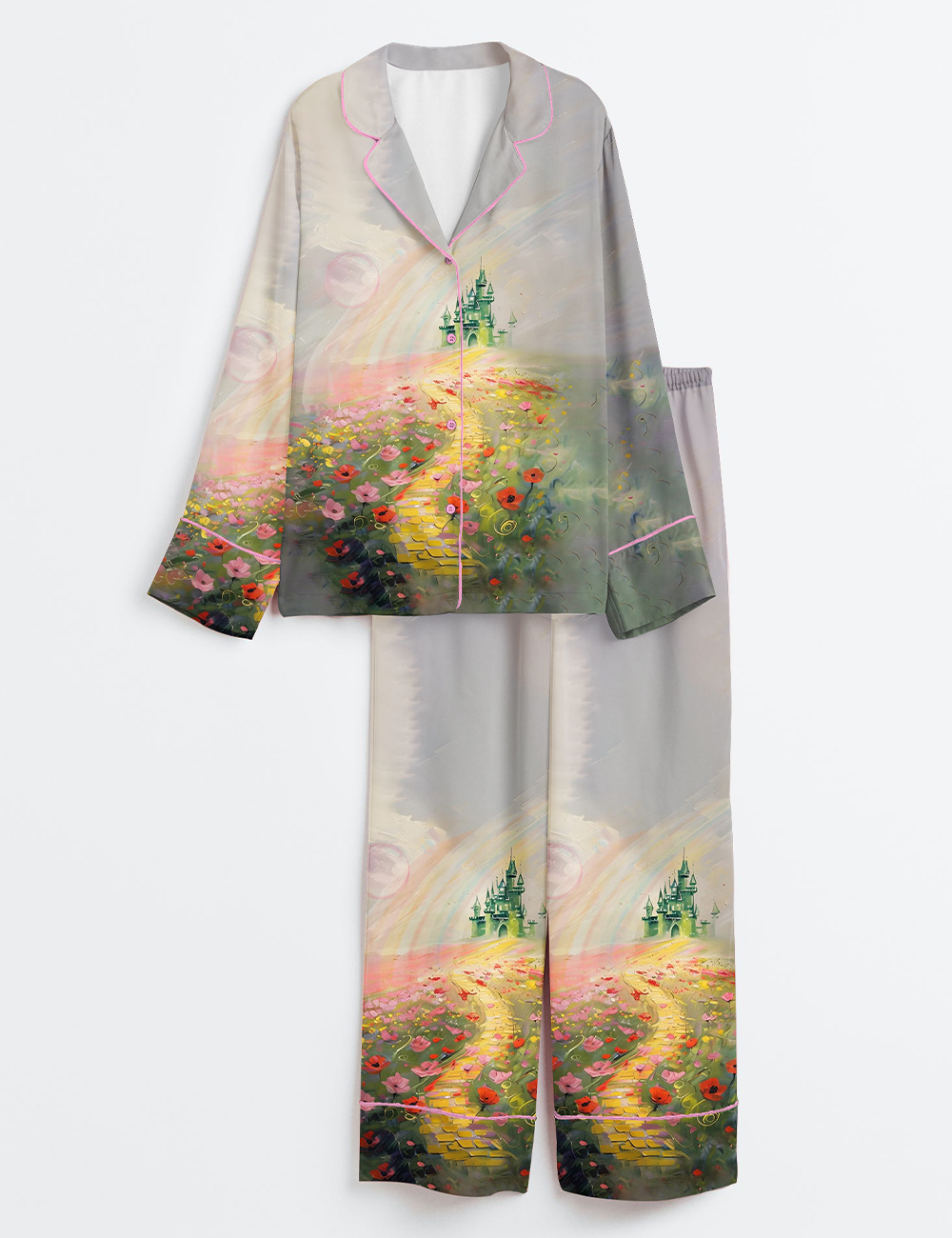 Women's Wicked Wizard Of Oz Long Sleeve Satin Pajama Set