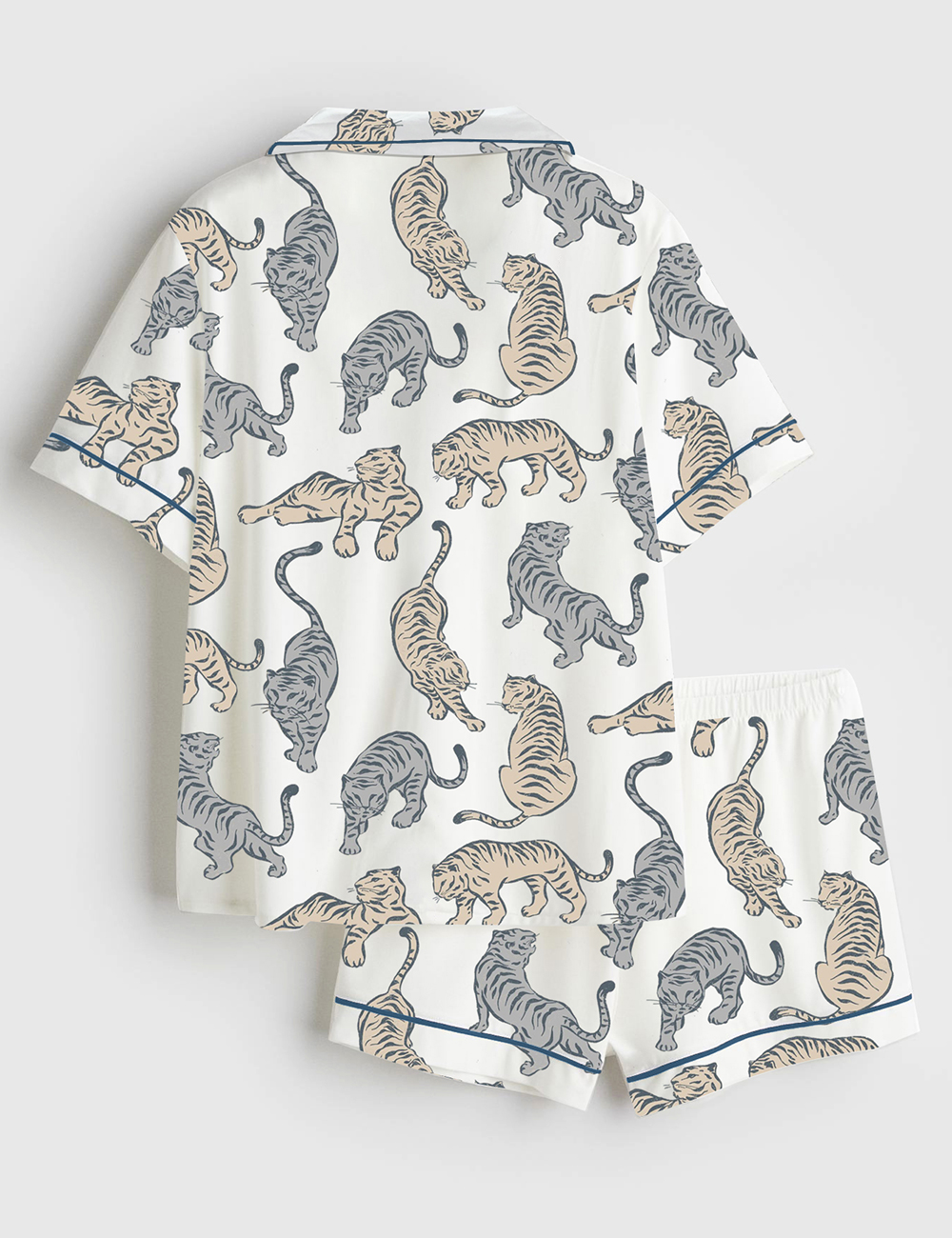 Alternative view of Women's Wild Animal Tiger Short Sleeve Satin Pajama Set