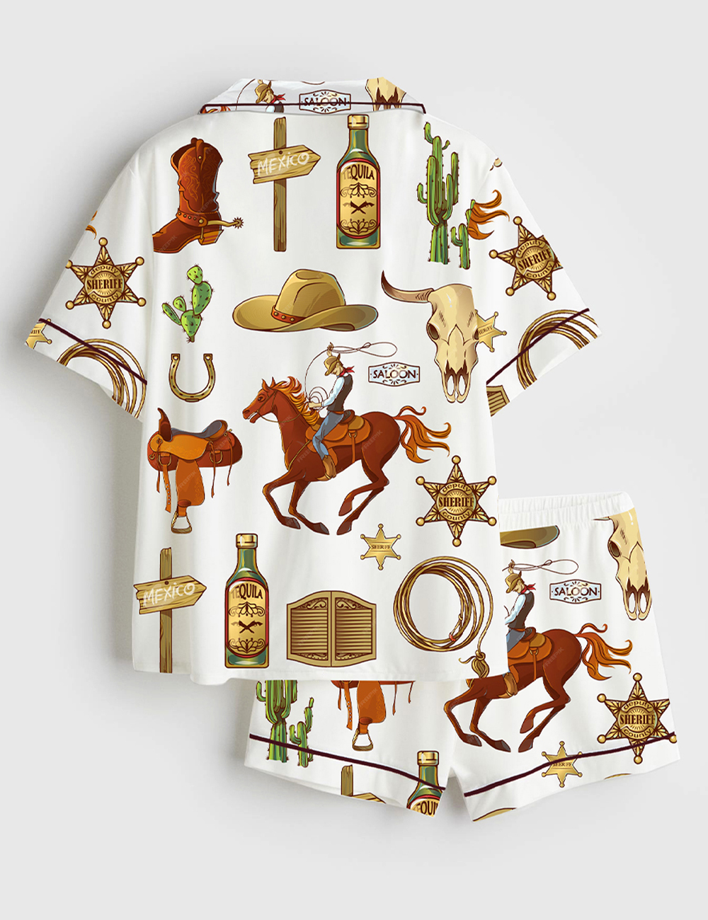 Alternative view of Women's Wild West Short Sleeve Satin Pajama Set