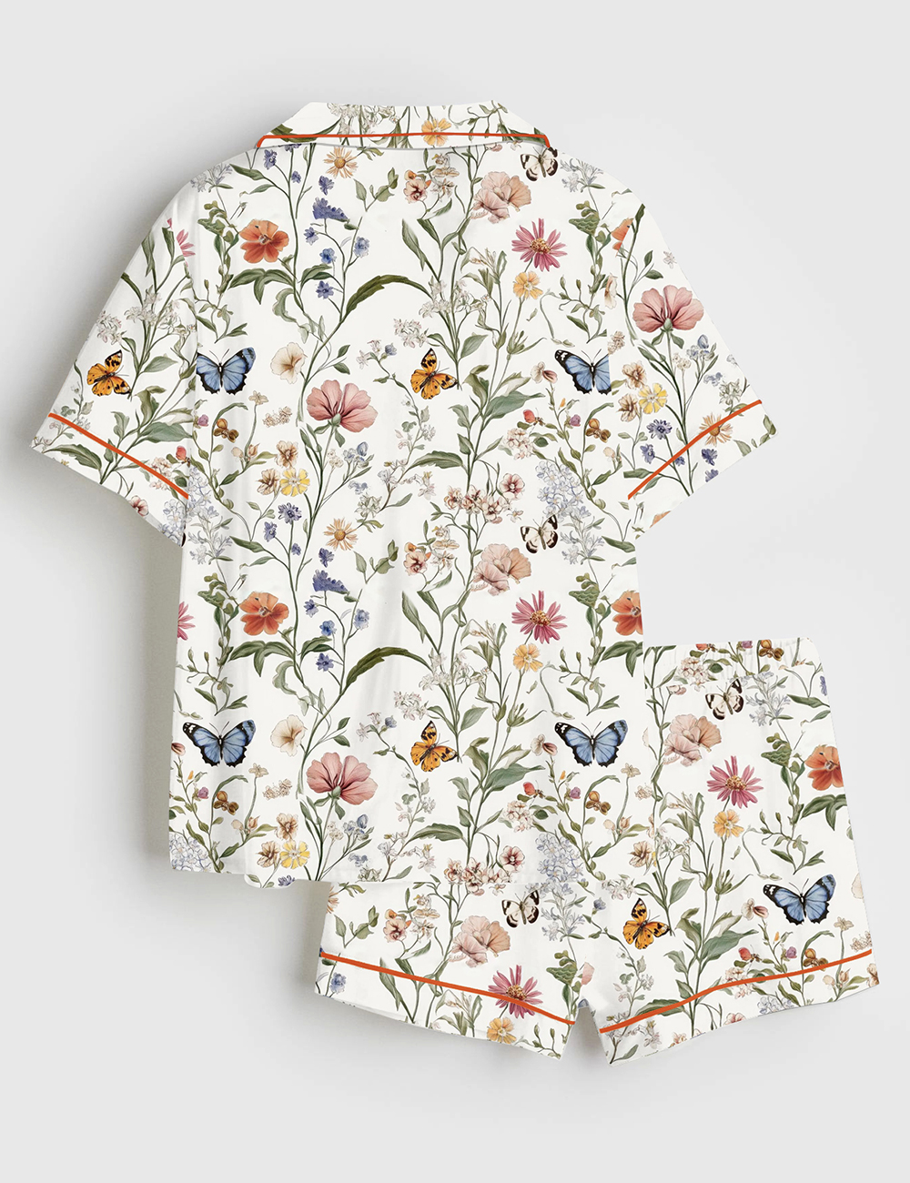 Alternative view of Women's Wildflower Butterfly Vintage Spring Wildflower Print Short Sleeve Satin Pajama Set