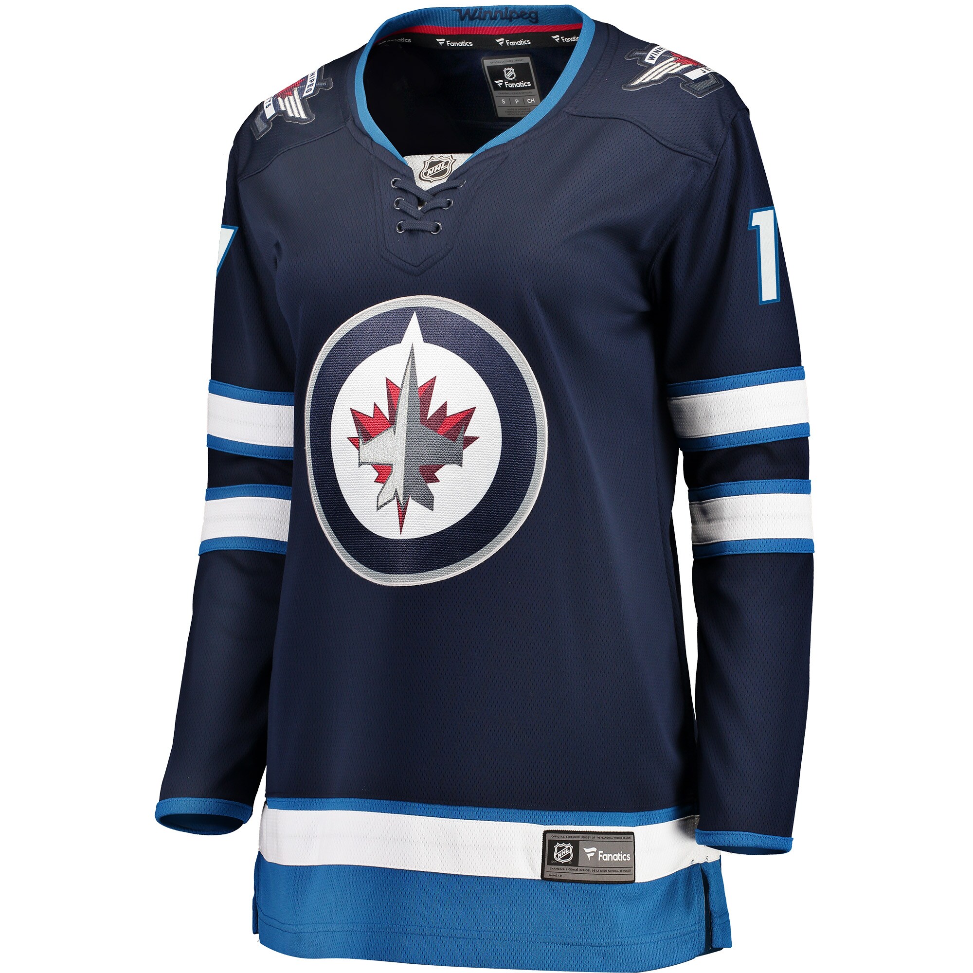 Alternative view of Women's Winnipeg Jets Adam Lowry Navy Breakaway Jersey - JS689 