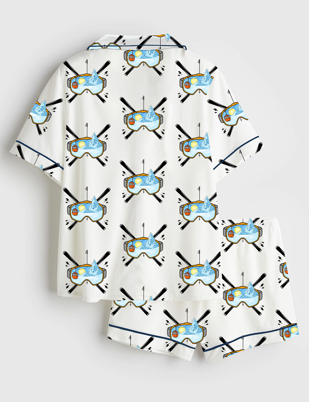 Alternative view of Women's Winter Family Ski Vacation Ski Weekend Trip Short Sleeve Satin Pajama Set