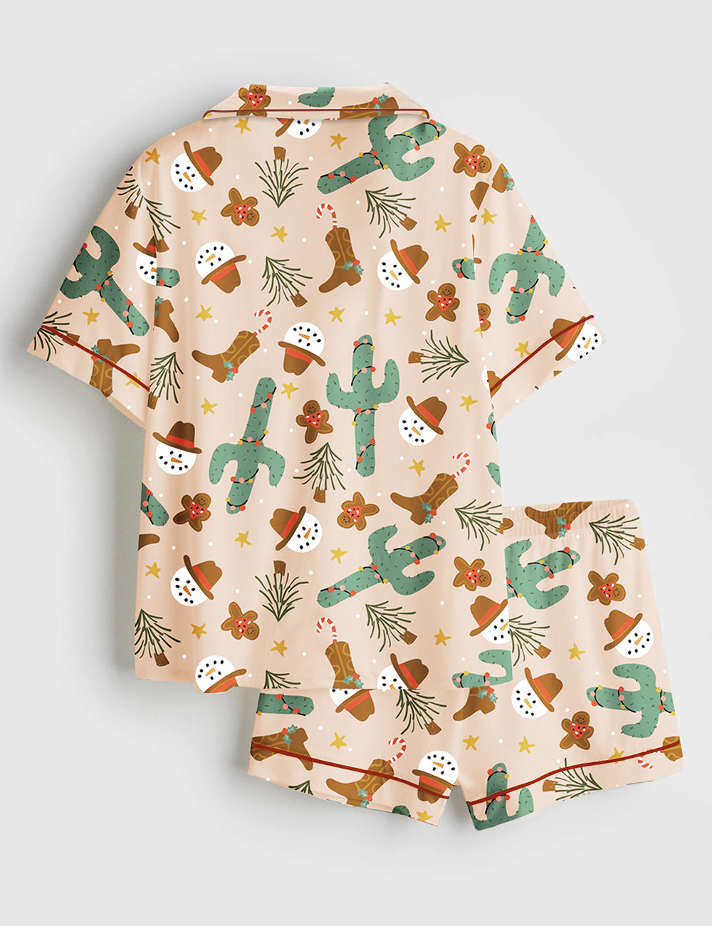 Alternative view of Women's Xmas Western Cowboy Boots Short Sleeve Satin Pajama Set