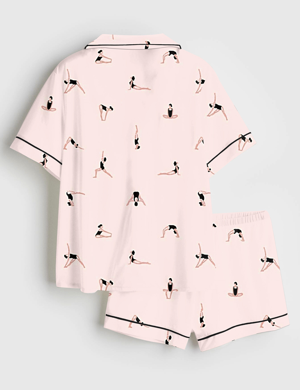 Alternative view of Women's Yoga Sports Pink Short Sleeve Satin Pajama Set