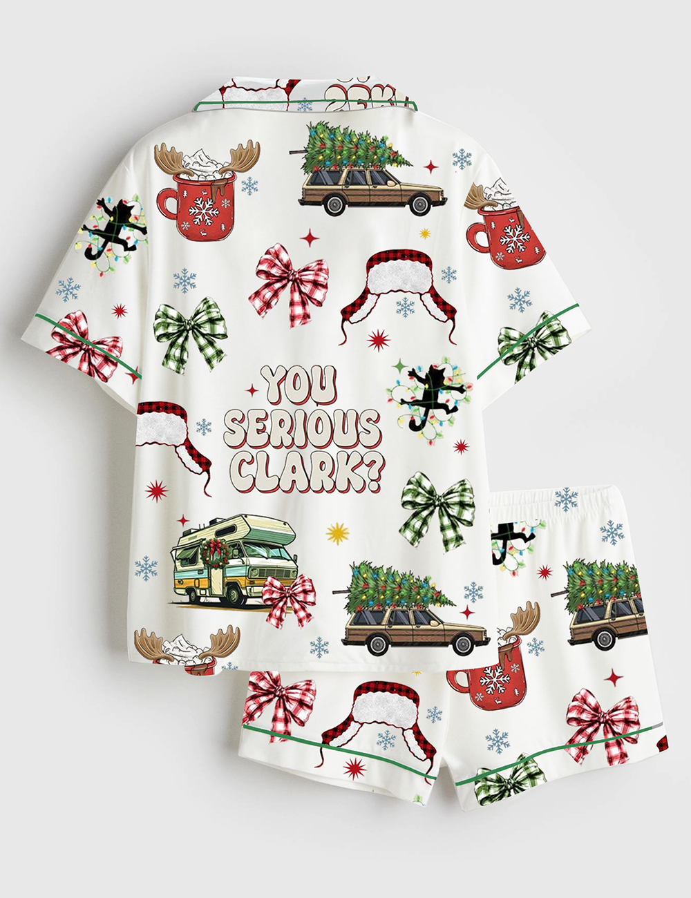 Alternative view of Women's You Serious Clark Christmas Vacation Short Sleeve Satin Pajama Set