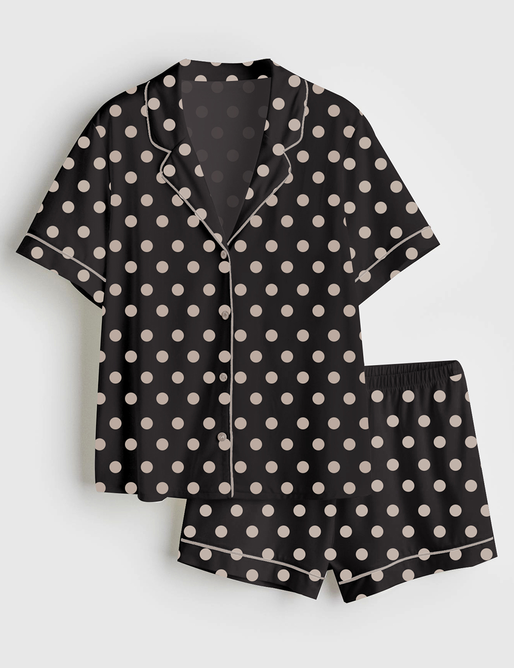 Women'sÂ Polka Dot Print Short Sleeve Satin Pajama Set