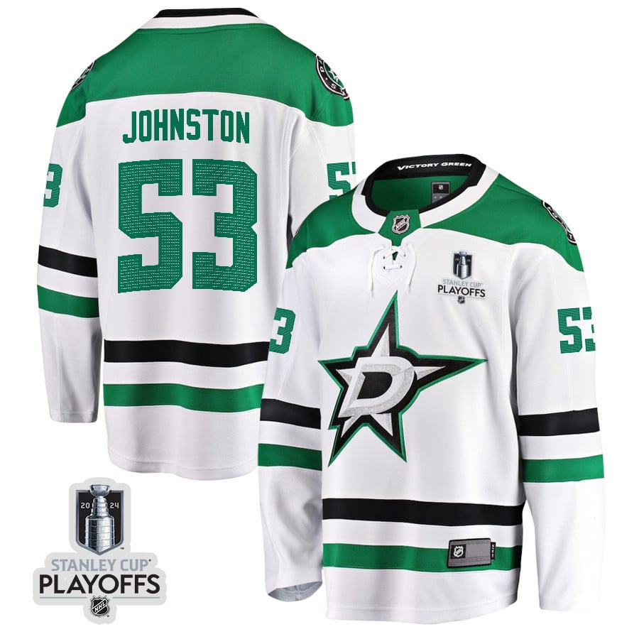 Wyatt Johnston 53 Dallas Stars 2024 NHL Playoffs Patch Away Breakaway Jersey - Men - JS732 