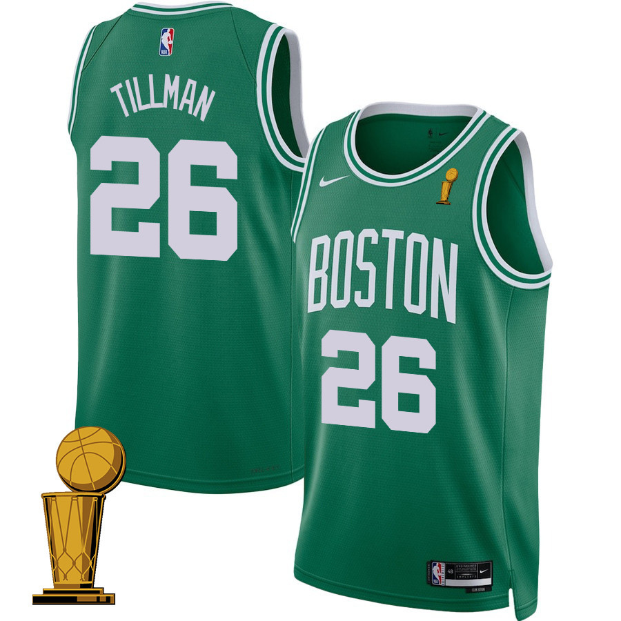 Xavier Tillman 26 Boston Celtics 2024 FINALS CHAMPIONS Jersey - Icon Edition - Kelly Green - JS555