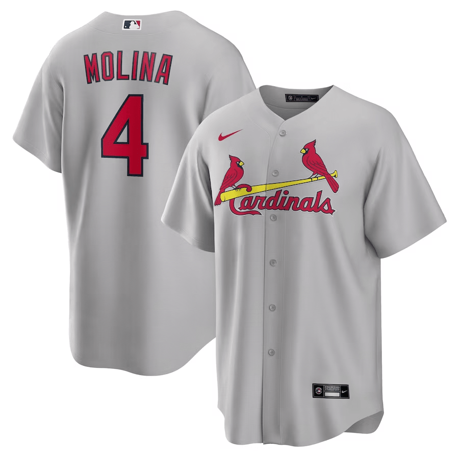 Yadier Molina 4 St. Louis Cardinals Road Men Jersey - Gray 