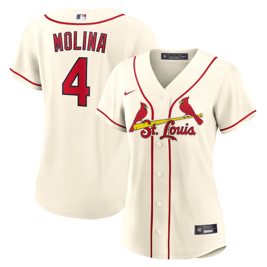 Yadier Molina 4 St. Louis Cardinals Women Alternate Jersey - Cream 