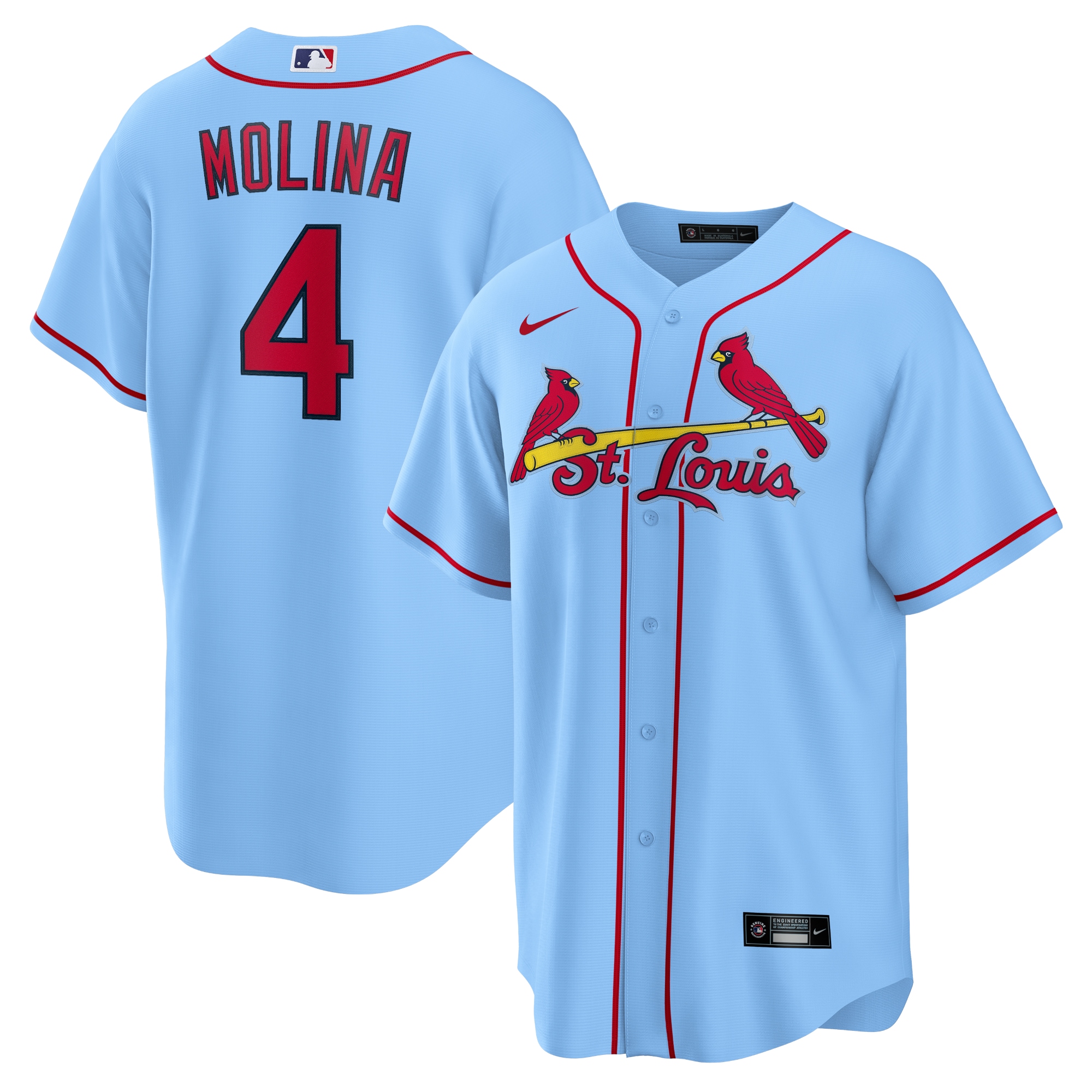 Yadier Molina St. Louis Cardinals Alternate Replica Player Name Jersey – Light Blue