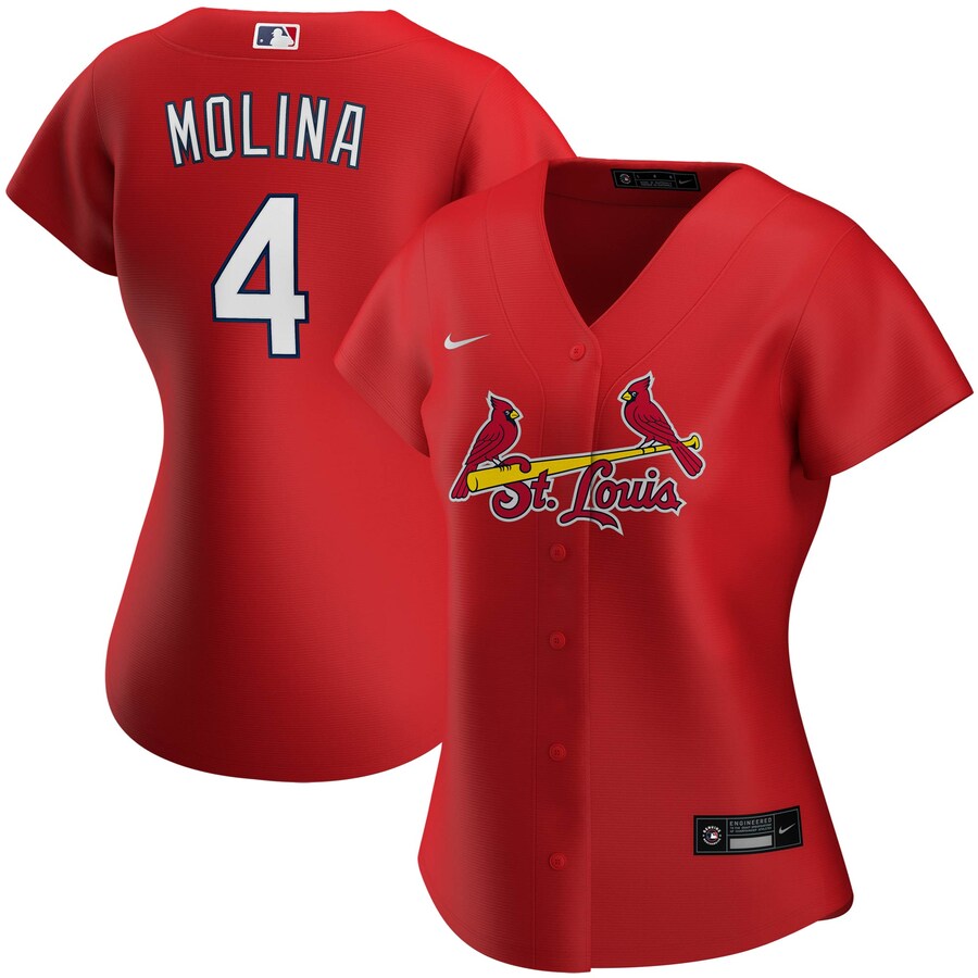 Yadier Molina St. Louis Cardinals Women's Home 2020 Replica Player Jersey ÃƒÂ¢Ã¢â€šÂ¬Ã¢â‚¬Å“ White