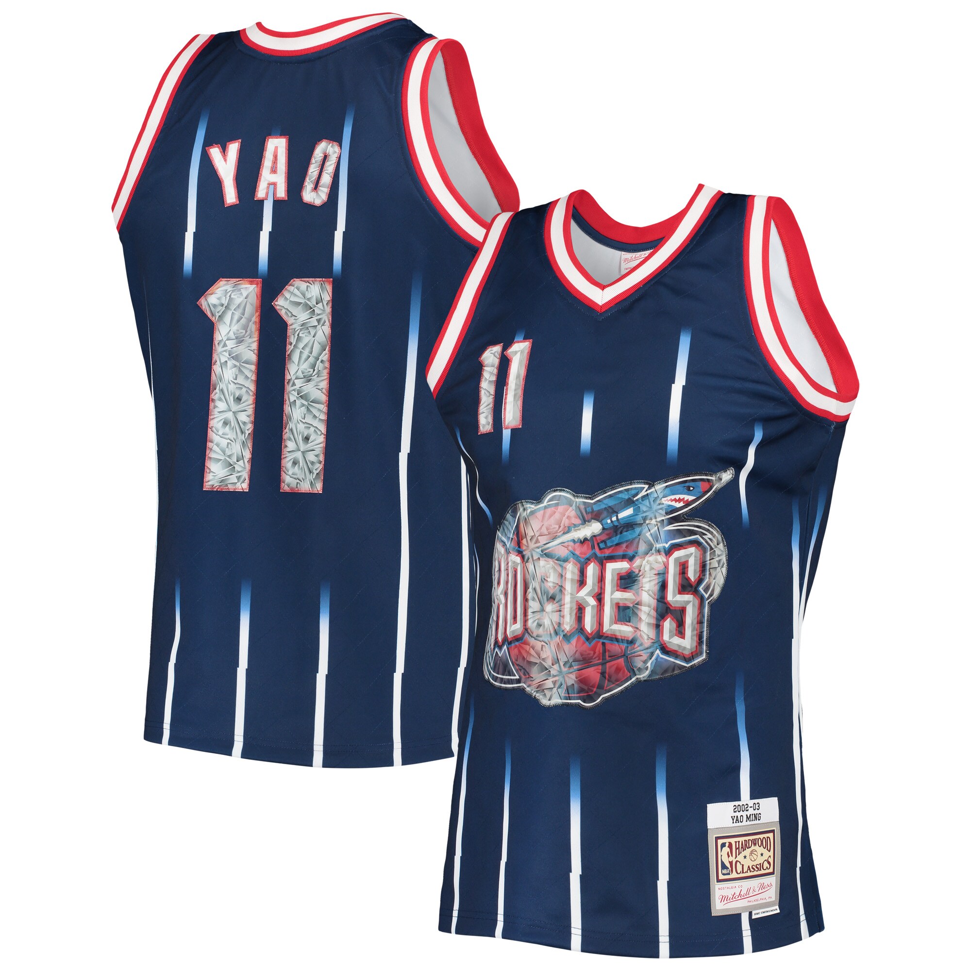Yao Ming Houston Rockets Mitchell & Ness 2002/03 Hardwood Classics Nba 75th Anniversary Diamond Swingman Jersey - Navy