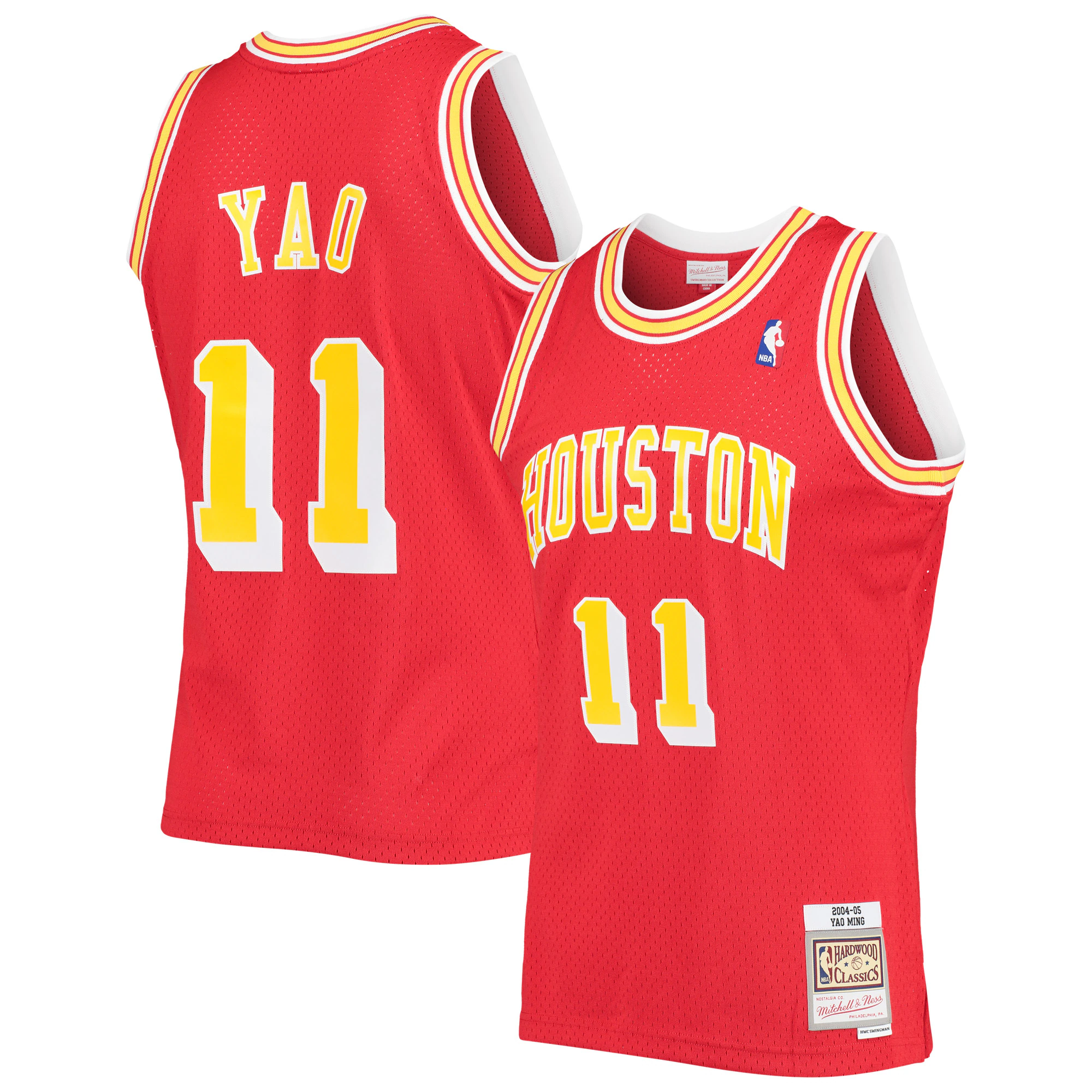 Alternative view of Yao Ming Houston Rockets Mitchell & Ness 2004-05 Hardwood Classics Swingman Jersey - Red