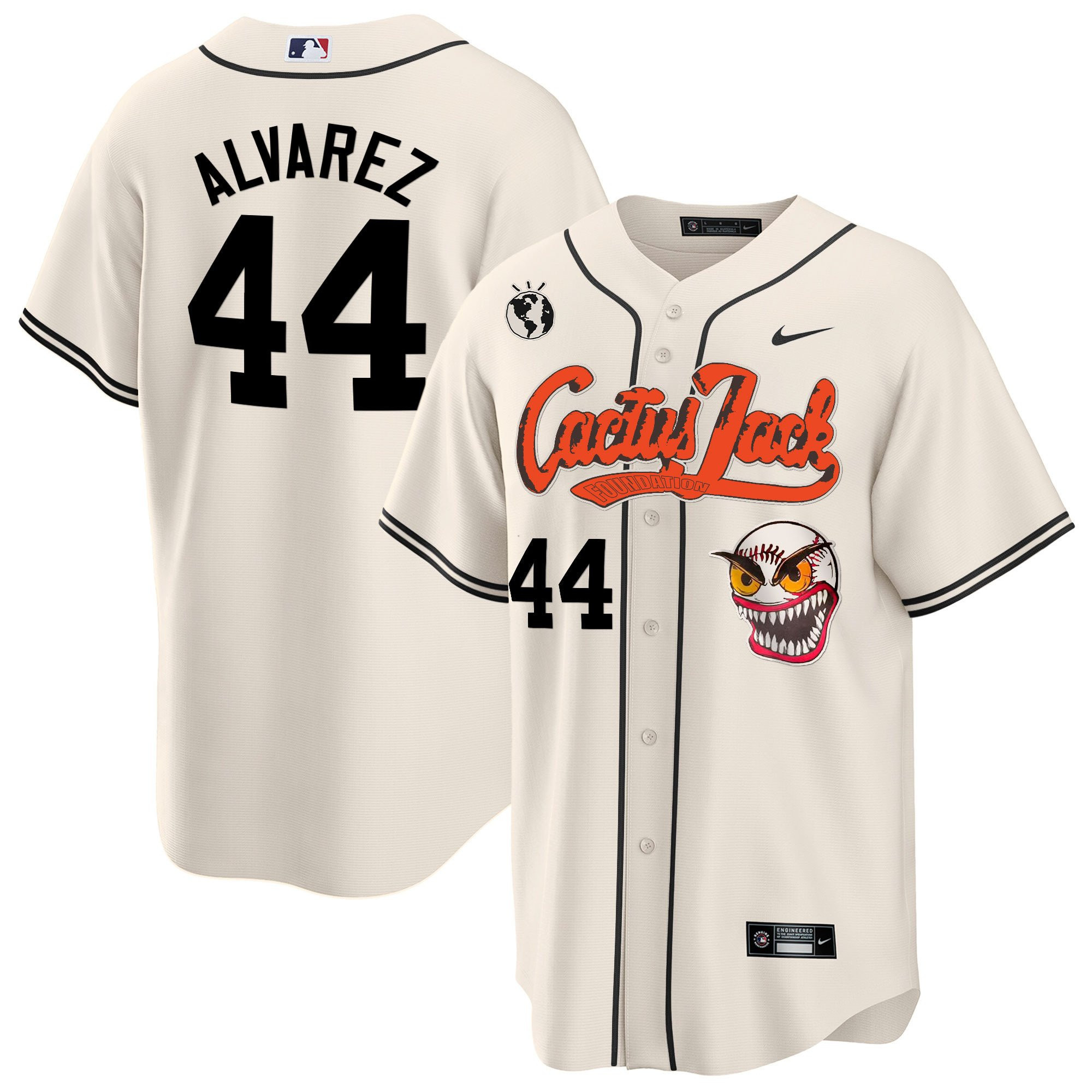 Yordan Alvarez 44 Houston Astros Cactus Jack Cream Jersey - Men