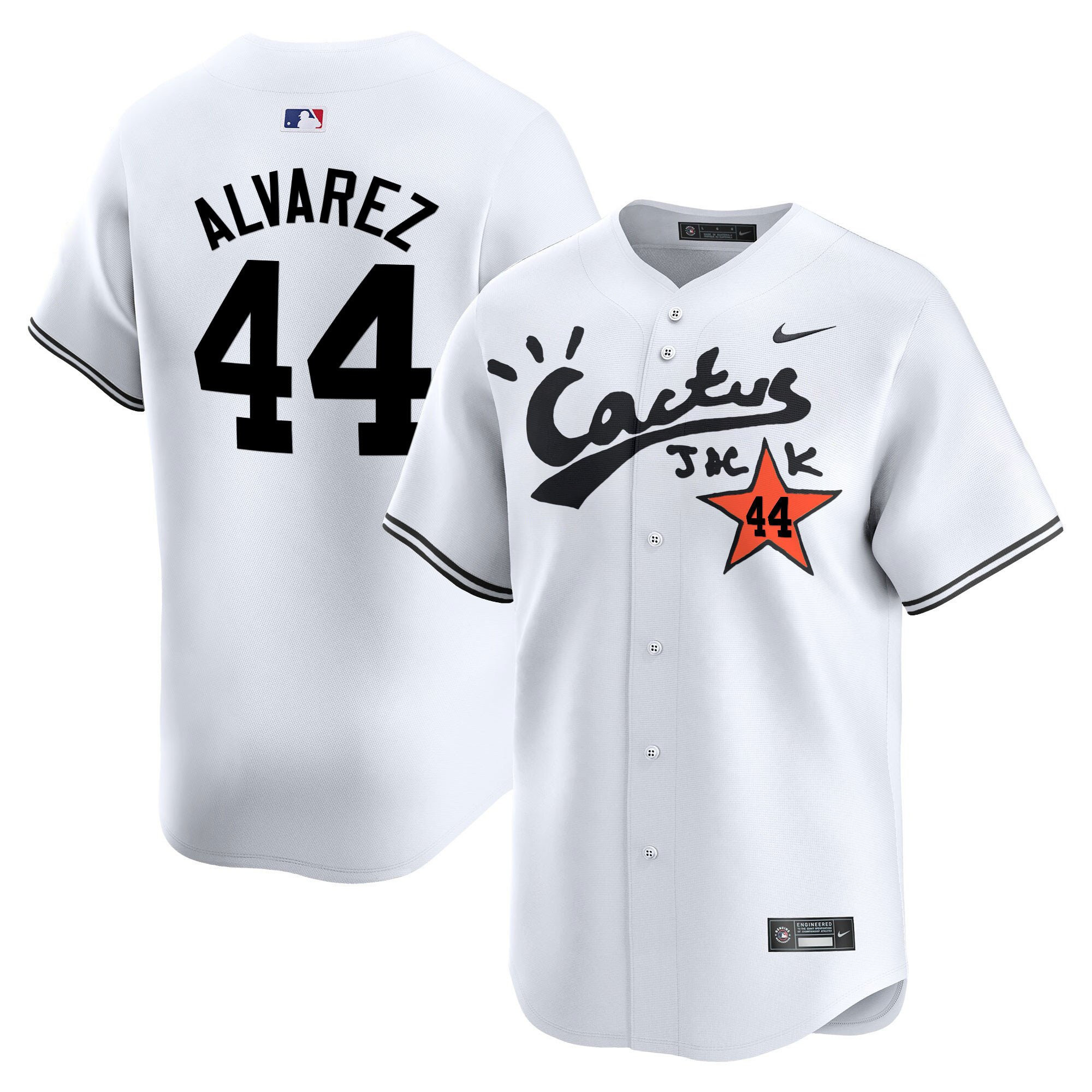 Yordan Alvarez 44 Houston Astros Cactus Jack White Jersey V2 - Men