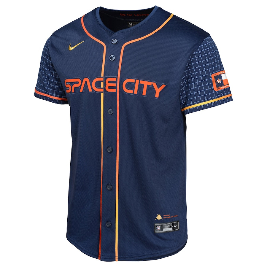Alternative view of Yordan Alvarez 44 Houston Astros City Connect Limited YOUTH Jersey - Navy 