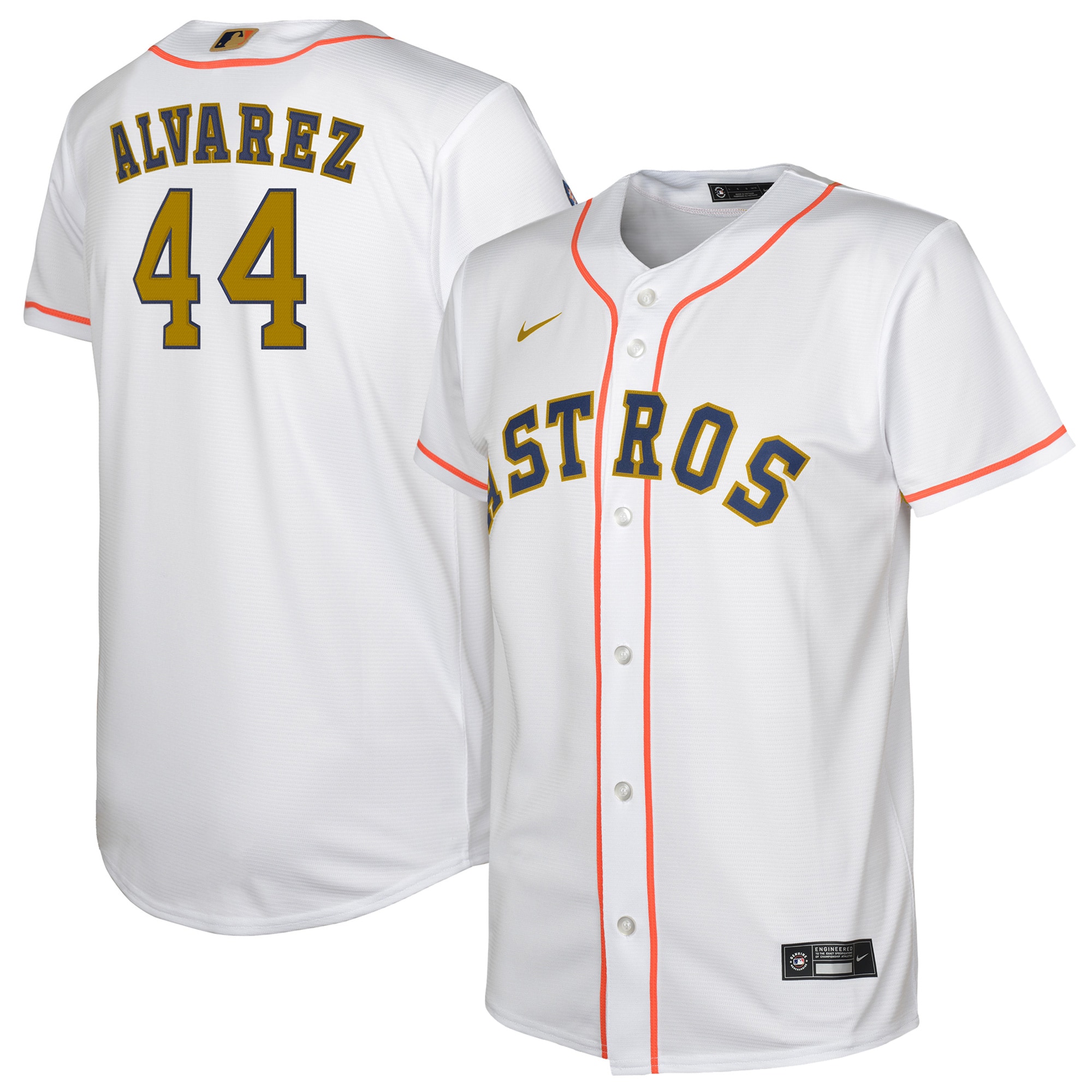 Yordan Alvarez Houston Astros Youth 2023 Gold Collection Replica Player Jersey - White/gold