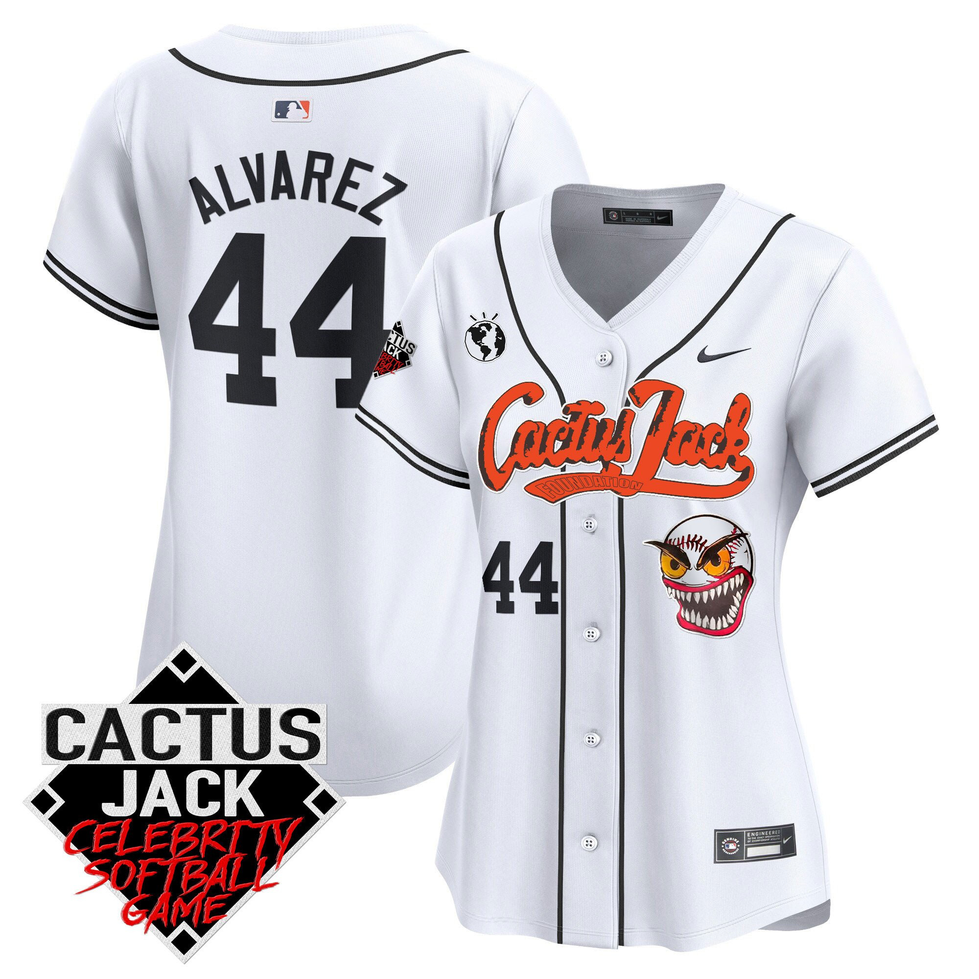 Yordan Álvarez 44 Houston Astros Cactus Jack Celebrity Softball Game Patch Women Jersey - White