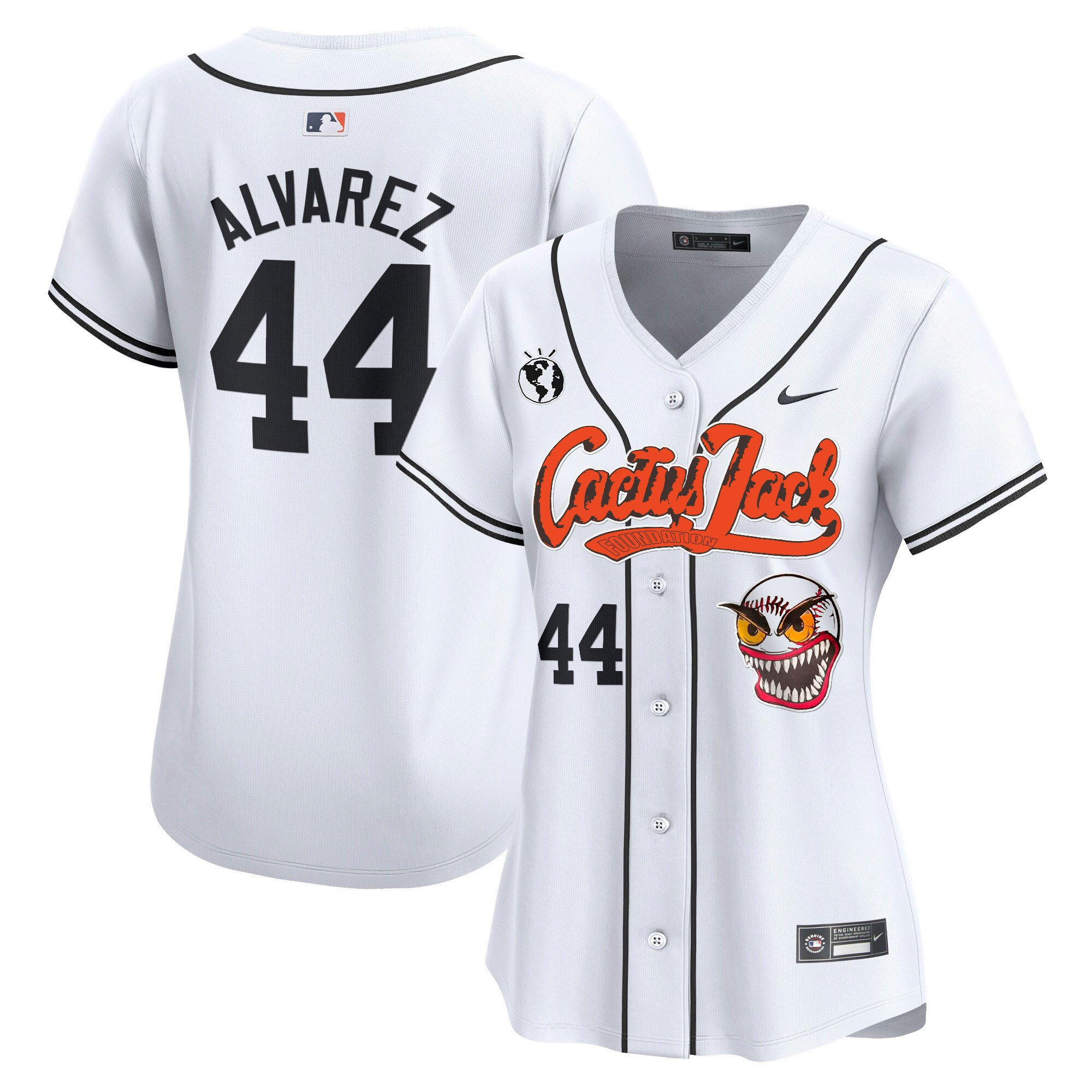 Yordan Álvarez 44 Houston Astros Cactus Jack Patch Women Jersey - White