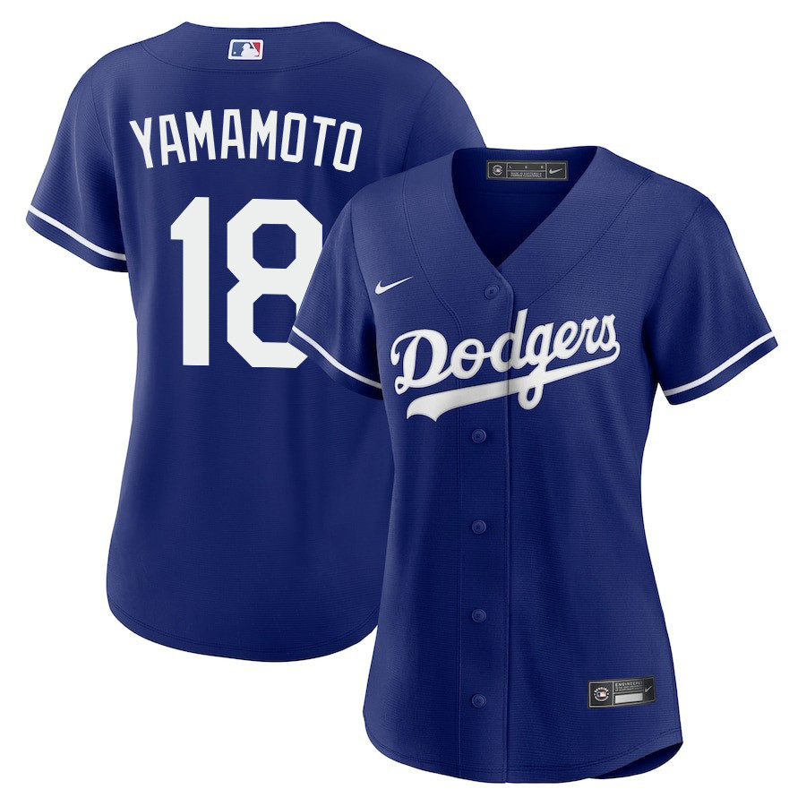 Yoshinobu Yamamoto 18 Los Angeles Dodgers Alternate Women Jersey - Royal 