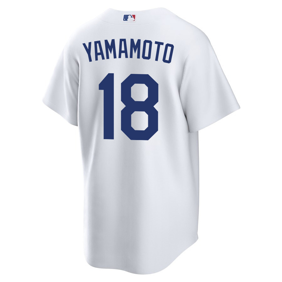 Alternative view of Yoshinobu Yamamoto 18 Los Angeles Dodgers Home Men Jersey - White 